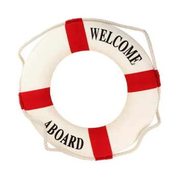 

Welcome Aboard Foam Nautical Life Lifebuoy Ring Boat Wall Hanging Home Decoration Red 50cm