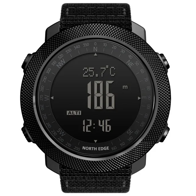 APACHE Black NORTH EDGE мужские спортивные часы альтиметр барометр компас термометр шагомер Мировое время часы цифровой бег туристические часы - Цвет: APACHE Black
