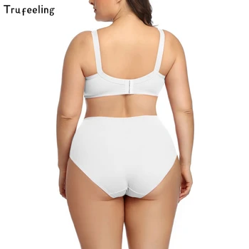 

Trufeeling Ultra Thin Bra Set for Women Plus Size Female Lingerie Set E F Cup Full Coverage Unlined Bra with XL-6XL Briefs