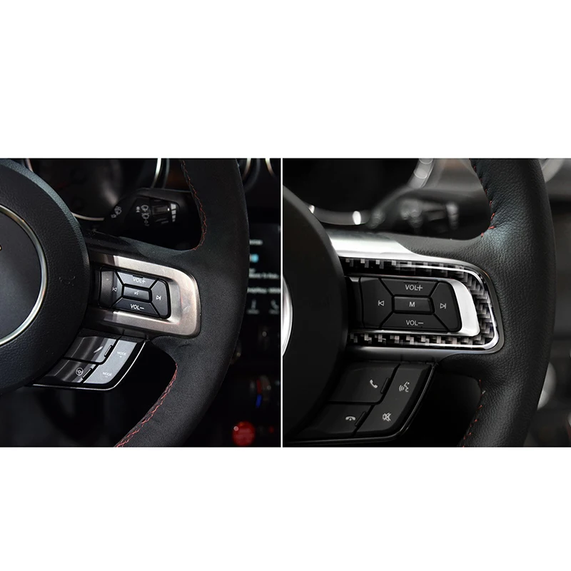 Для Ford Mustang- углеродное волокно руль эмблема Кнопка 3D наклейки для автомобиля Стайлинг авто аксессуары
