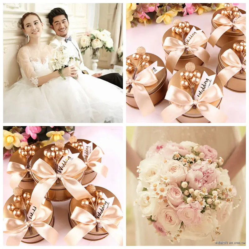 10/20pcs high-grade golden candy box wedding packaging gift box birthday party gift supplies metal round metal collection box