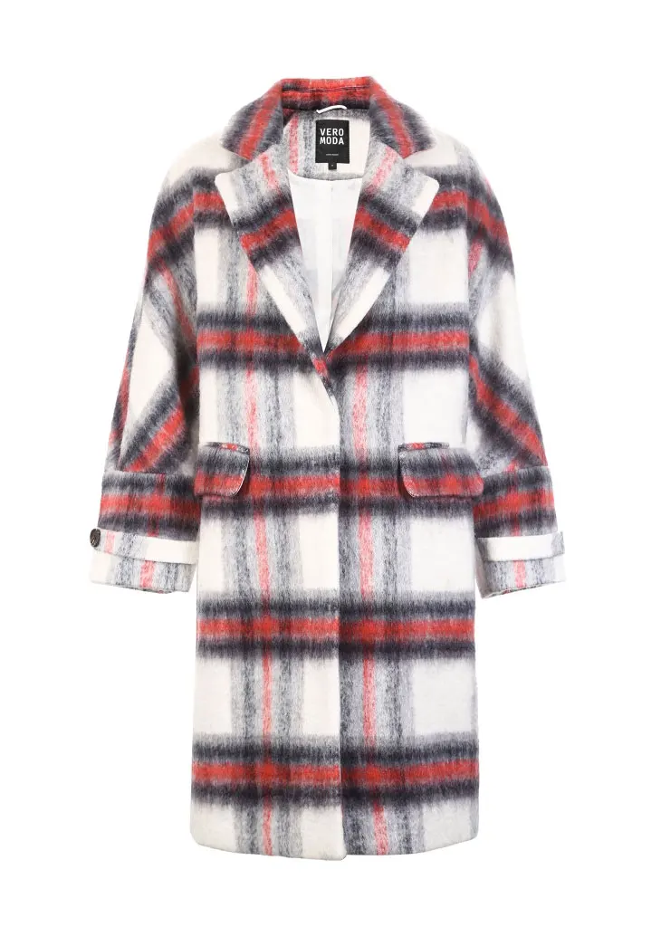 Vero Moda женское новое длинное шерстяное пальто в клетку | 318327507