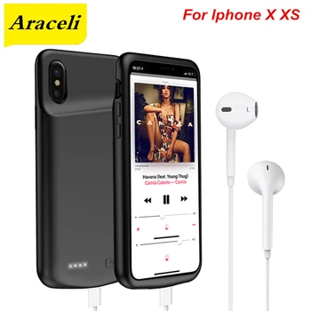 

Araceli 4000 Mah For iphone X XS Battery Case Backup Cover Smart Audio output Charge For iphone XS Battery Case Power Bank