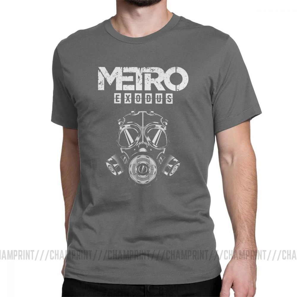 Мужская футболка Metro Exodus, футболки, противогаз, токсичные игры, игры Artyom Haunter, футболки с короткими рукавами, круглый вырез, одежда из чистого хлопка - Цвет: Темно-серый
