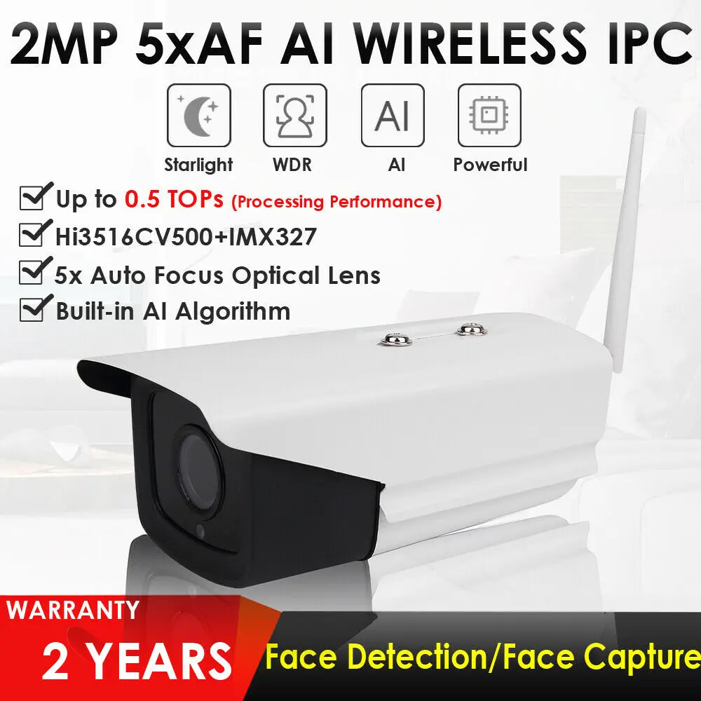 

2.0Megapixel 1080P 5x Optical Zoom Live Streaming Bullet Network Camera W/Face Detection Waterproof/Weatherproof Wireless WiFi