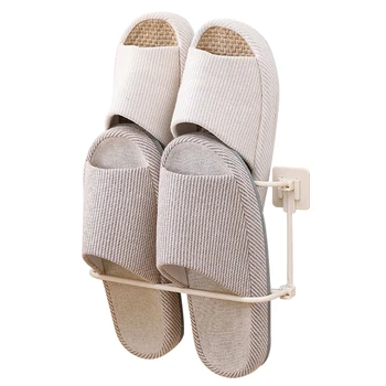 

Plastic household wall hanging lid bathroom slippers rack wall-mounted punch-free toilet door hanging drain shoes drag LL1017144