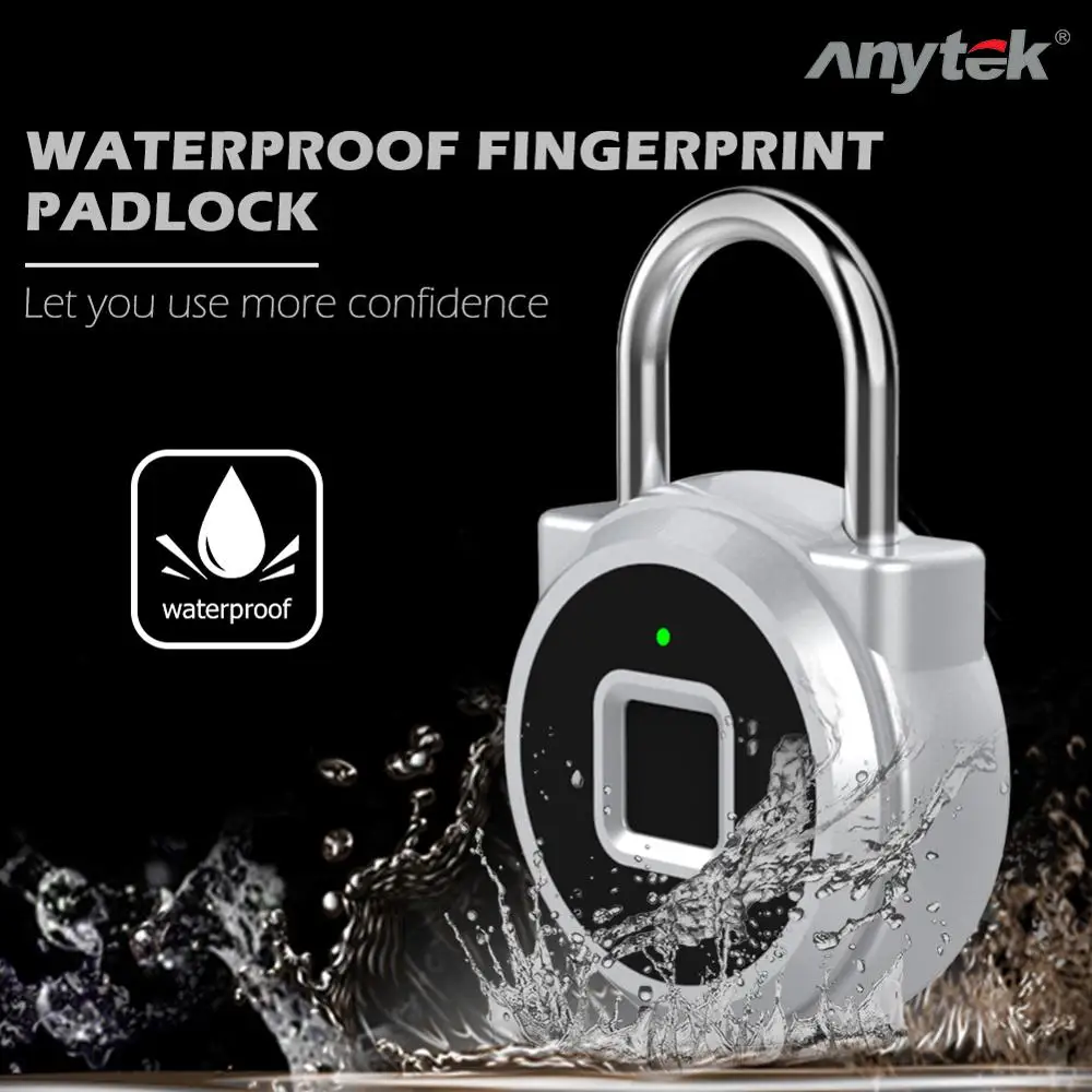 Anytek P10 Умный Замок без ключа с отпечатком пальца электронный замок USB Перезаряжаемый водонепроницаемый Противоугонный замок для безопасности двери багажный замок