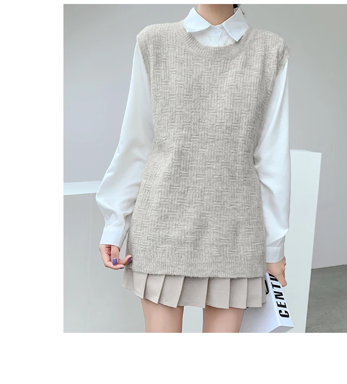 knitted vest New Office Lady gray Casual Spring Autumn Women Vest Wool Sweater Vests Poullovers Sleeveless Female Vest