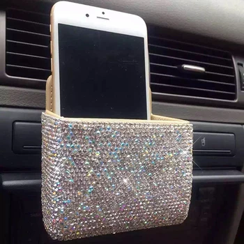 

Artificial Rhinestone Storage Box for Car Air Outlet Stowing Tidying & Ornaments