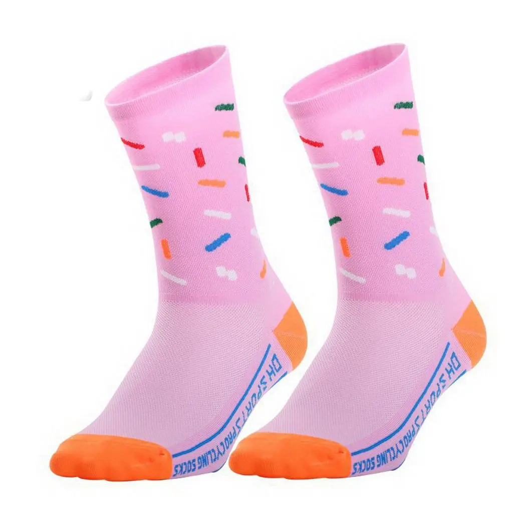 Pink DH спортивные велосипедные носки дышащие компрессионные дорожные велосипедные носки мужские баскетбольные тренировочные спортивные носки модный стиль - Color: Pink