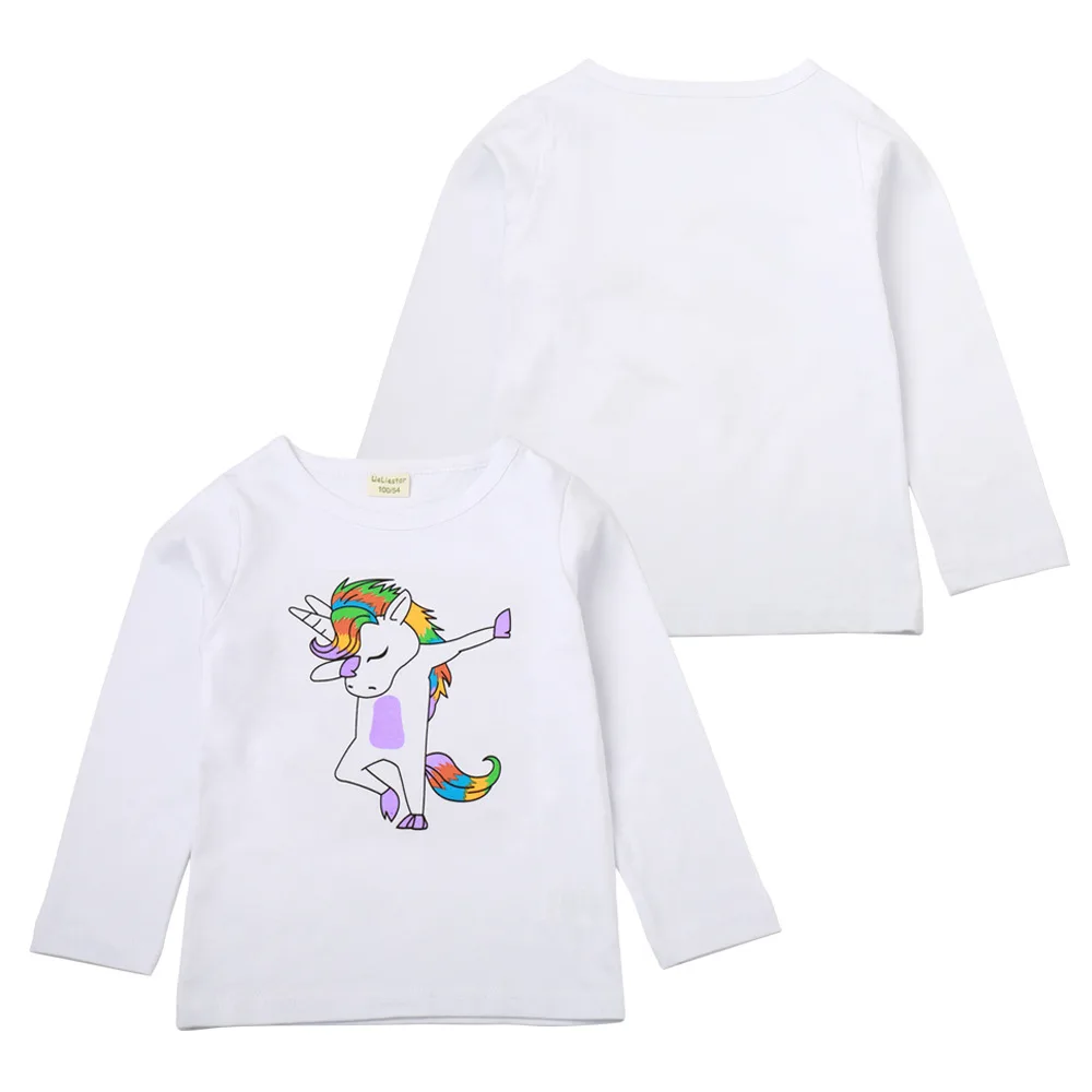 Unicorn Baby Boys Одежда для девочек Малыша Дети Девочки Осень-Весна Футболка с длинным рукавом Unicorn Cartoon Одежда с длинными рукавами Топы
