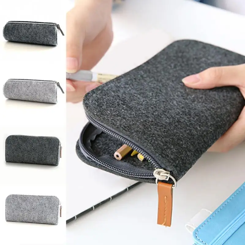 Pencil Bag Pen Storage Case Capacity Bags Holder Felt Large Unisex Pouch New Zipper Totes Pencilcase | Канцтовары для офиса и