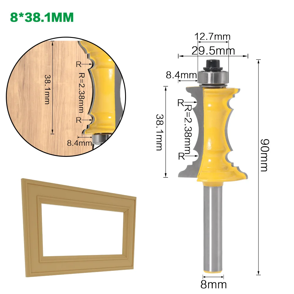 1pcs 8mm Shank Milling Cutter 38 1mm Miter Frame Molding