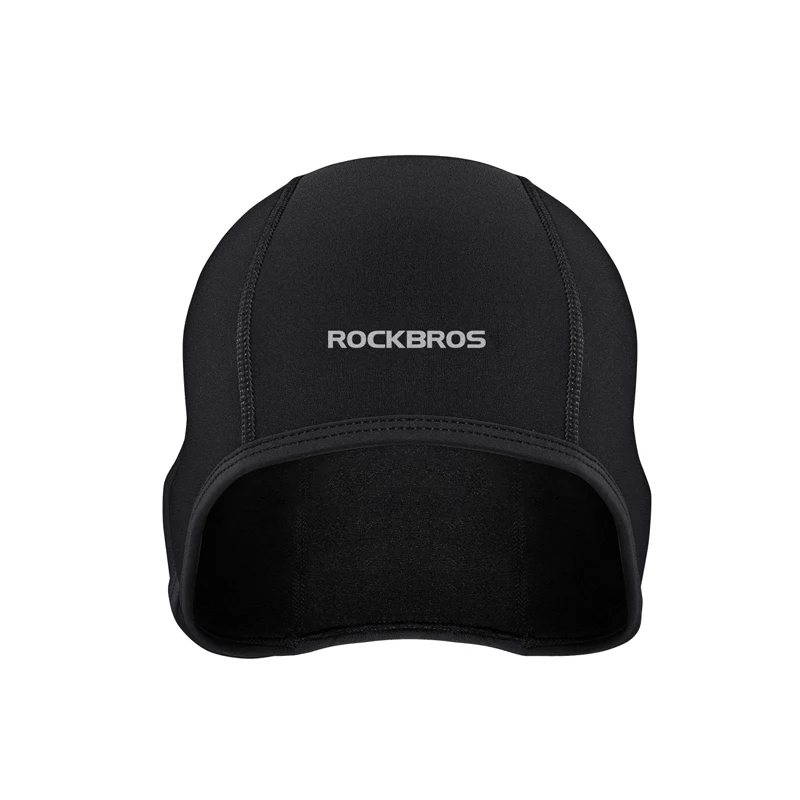 LF041BK ROCKBROS зимняя теплая велосипедная кепка спортивная велосипедная Беговая Лыжная флисовая ветрозащитная бандана Мужская Женская Термальная маска Кепка s головные уборы - Цвет: LF041BK