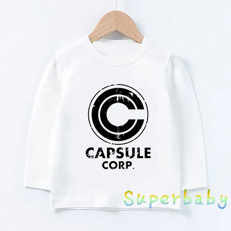 Дети Dragon Ball Z чехол Capsule Corp. Футболка с принтом логотипа, Забавные топы с рисунками для маленьких мальчиков и девочек, Детская футболка с длинными рукавами, LKP5215 - Цвет: LKP5215-C