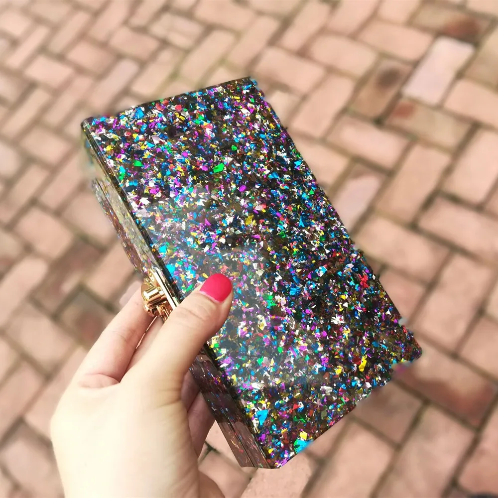 

Colorful Muti-color Acrylic Box Clutches Shoulder Crossbody Bags Ladies Messenger Casual Shopping Small Handbags PVC Party Bag