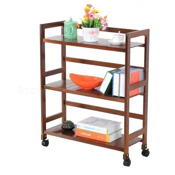 

Mobile Shelf Pulley Bookshelf Receive Home Office Multifunctional Small Shelf 26 Cm Wide. It's Light Brown