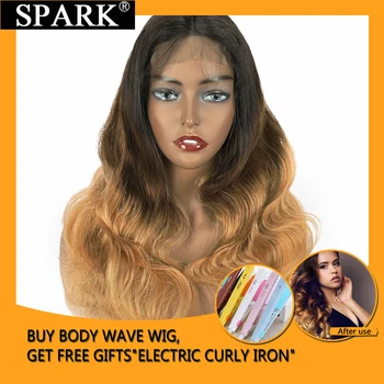 

Ombre 4x4 Lace Closure Wig 100% Human hair Indian Body Wave Wigs 150% Density For Black Women Pre Plucked Hairline Remy SPARK