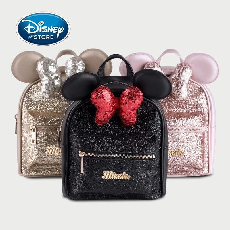 Disney mochila de piel sintética con lazo de lentejuelas y Minnie para mujer, para chica Disneyland morral, bolso de moda, colección limitada que combina con todo|Bebé y Niños Bolsas| - AliExpress