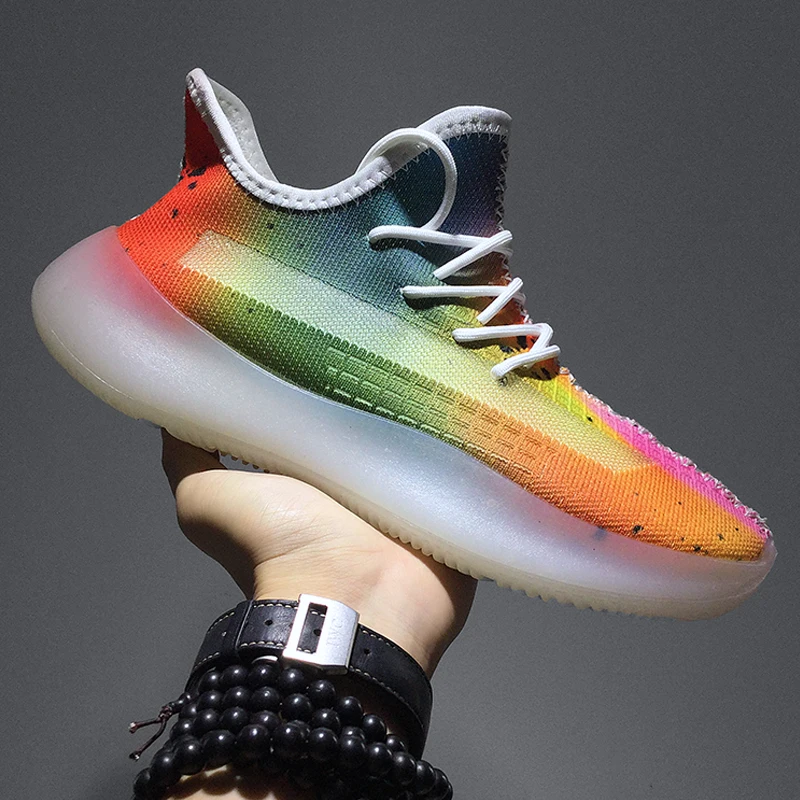 

Casoipra Colorful Flyknit Fashion Shoes Spring Summer Men Casual Shoes Breathable Sneakers Men Kanye West Trainers Shoes