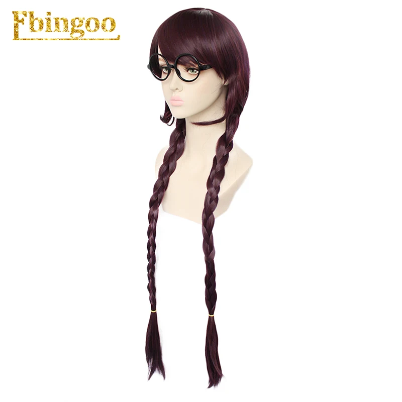 Ebingoo Danganronpa Dangan-Ronpa Toko Fukawa Long Purple Double Braided Synthetic Cosplay Wig for Halloween Costume Party