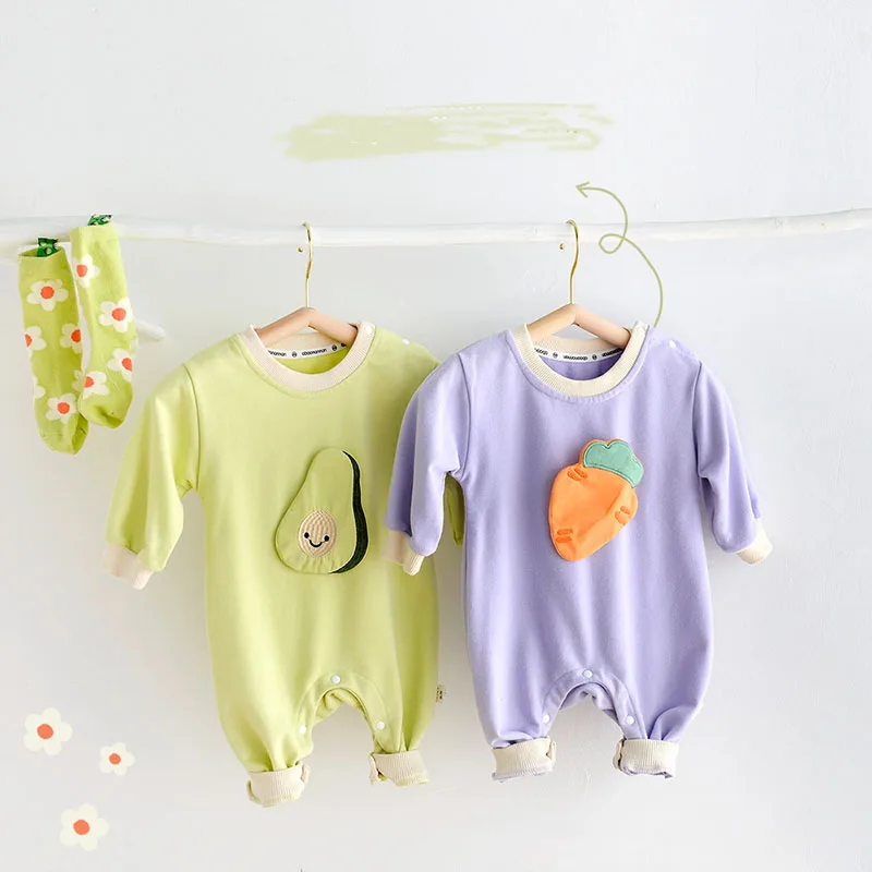 MILANCEL 2021 Autumn Baby Rompers Toddler Girls Jumpsuits Infant Boys Clothes Fruit Suit | Мать и ребенок