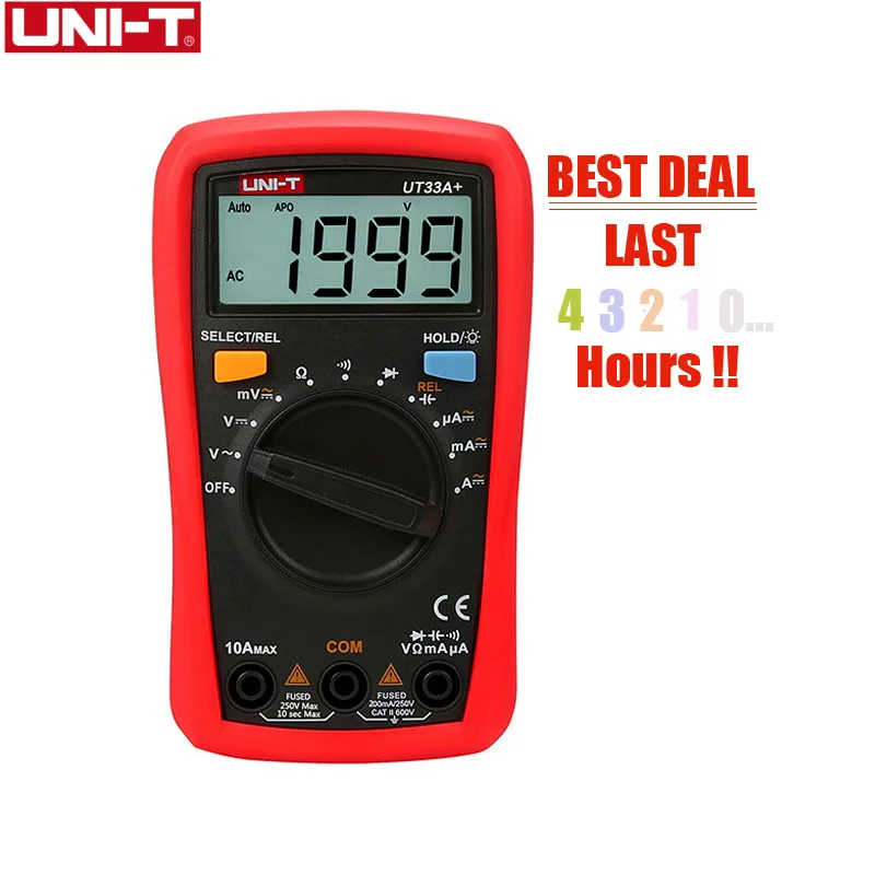 Online UNI T Digital Multimeter UT33A + Auto Bereich Spannung Strom Widerstand Messen LCD AC DC + 2mF Kapazität NCV Tester Hintergrundbeleuchtung