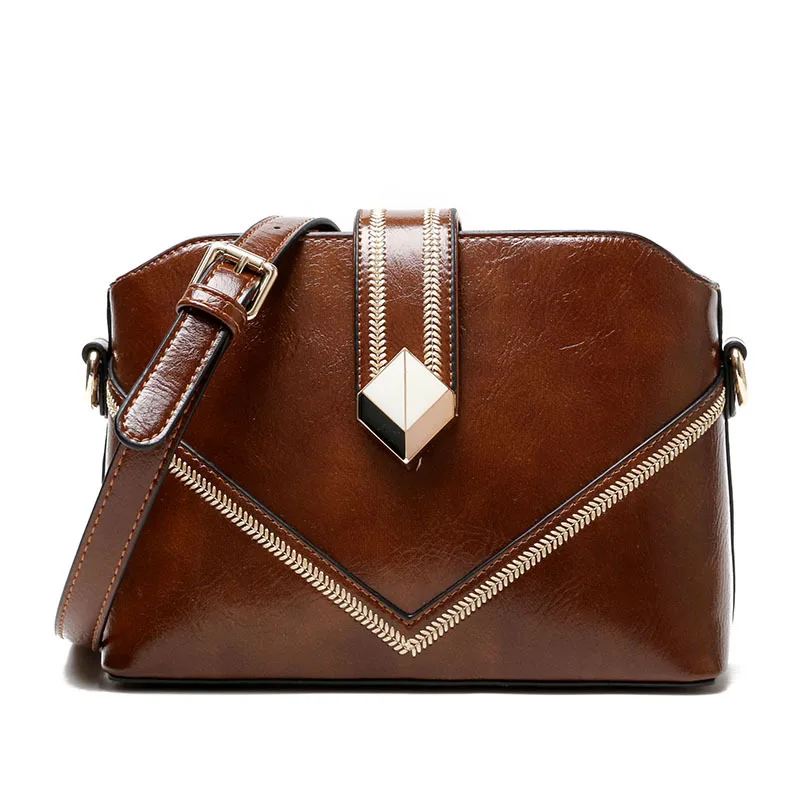

Designer Solid Color Oil Wax Leather Small Flap Bags for Women Fashion Shoulder Crossbody Bags for Women Tote Bag Lady Handbags