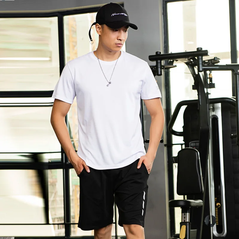 

New Style Large Size Sports Set Men's Summer Mesh Breathable Workout Clothes Set Outdoor Casual Running Two-Piece Set