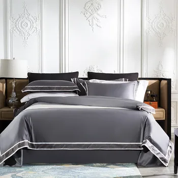 

Chic Home Hotel Brief Style Silky Soft Egyptian Cotton Bedroom Duvet Cover Bedding Set Bed sheet Pillowcase Queen King size 4Pcs