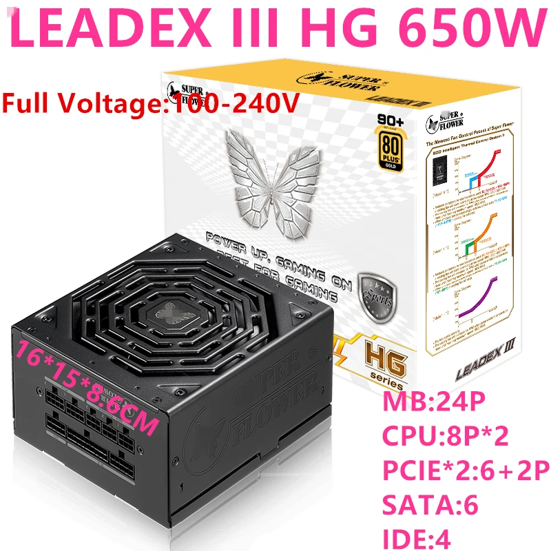 New PSU For Super Flower 80plus Gold Full Modular RTX2080 Game Mute Power Supply 750W/650W Power Supply LEADEX III HG 750W/650W
