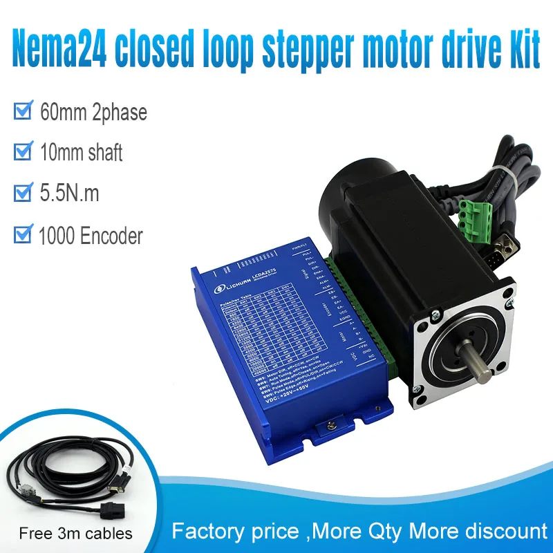 

Nema 24 servo motor LC60H2127+LCDA257S Closed-loop step motor 5.5N.m Nema 24 60 Hybird closed loop 2-phase stepper motor driver