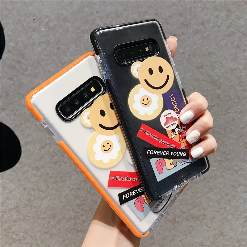 

For Samsung S20/S10/S9 Two-Tone Mobile Phone Shell Note20/10 Smiley Face Protective Case Soft Case for Iphone11