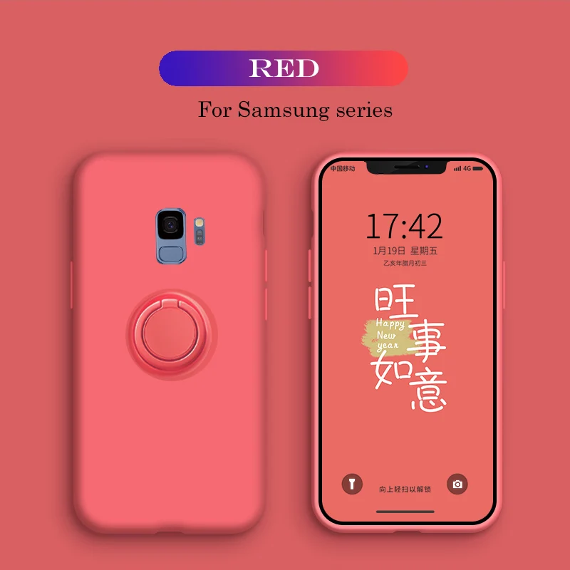 Жидкий силиконовый чехол для samsung Galaxy A50 A70 A10 автомобильный держатель чехол для samsung S10 Plus Lite 5G S9 Plus S8 Plus Note 9 A80 A30 - Цвет: P
