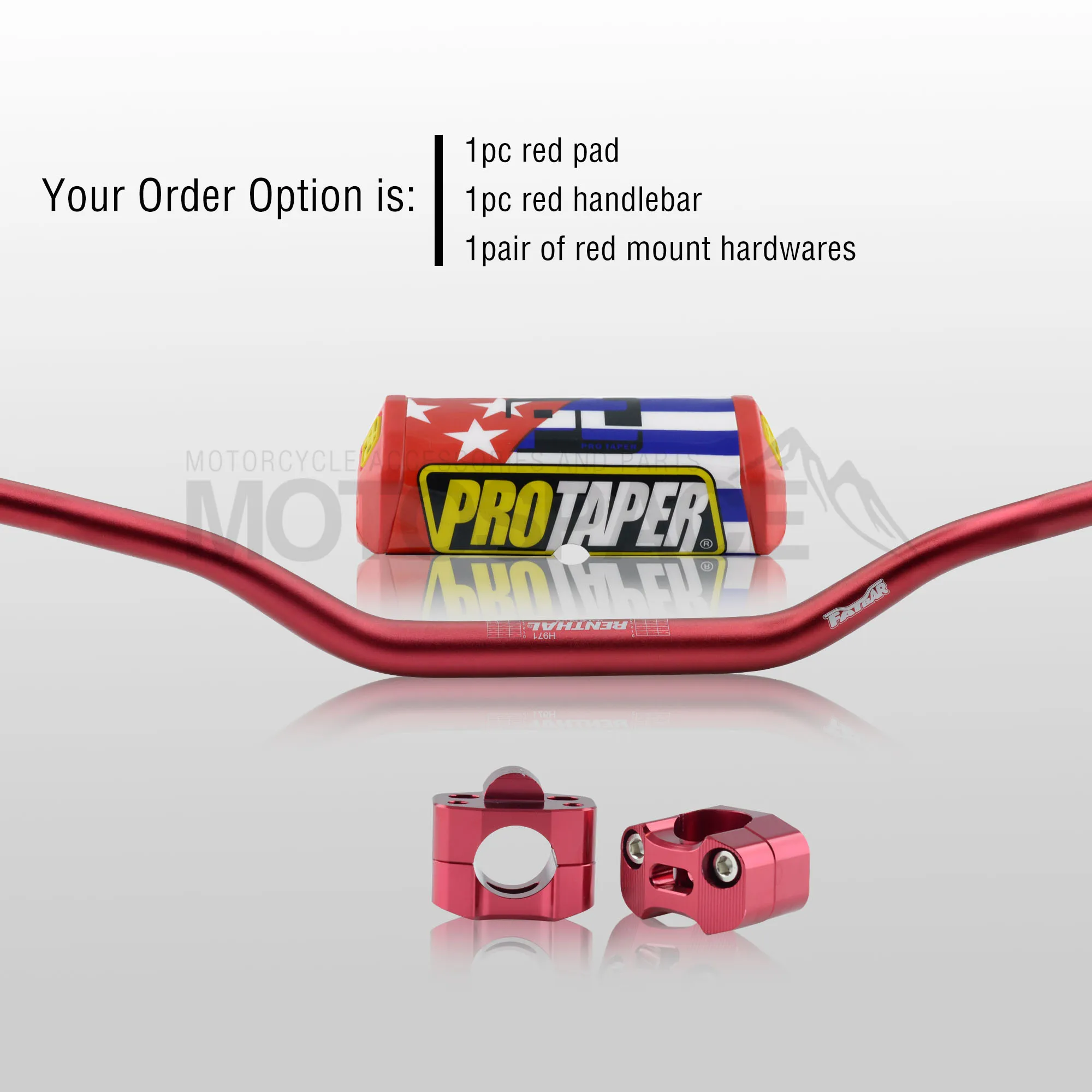 Руль для Pro Taper Pack Bar 1-1/" Renthal Fatbar Колодки Ручки Pit Pro Racing Dirt Pit Bike мотоцикл с адаптер cnc - Цвет: Red Combo3