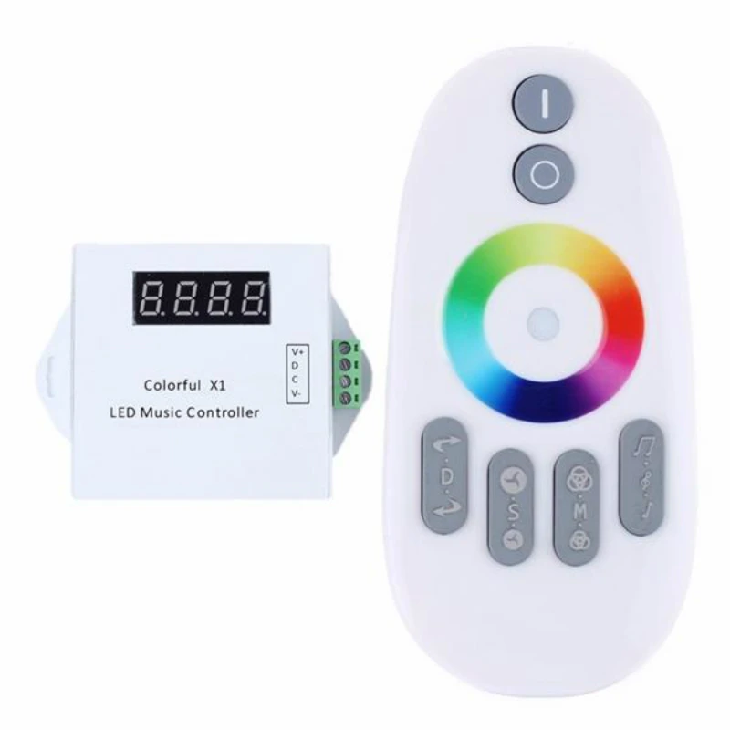 WS2811/WS2812B/USC1903 светодиодный цифровой музыкальный контроллер красочный x1 x2 контроллер с РЧ сенсорным пультом дистанционного DC5-24V для RGB полосы света