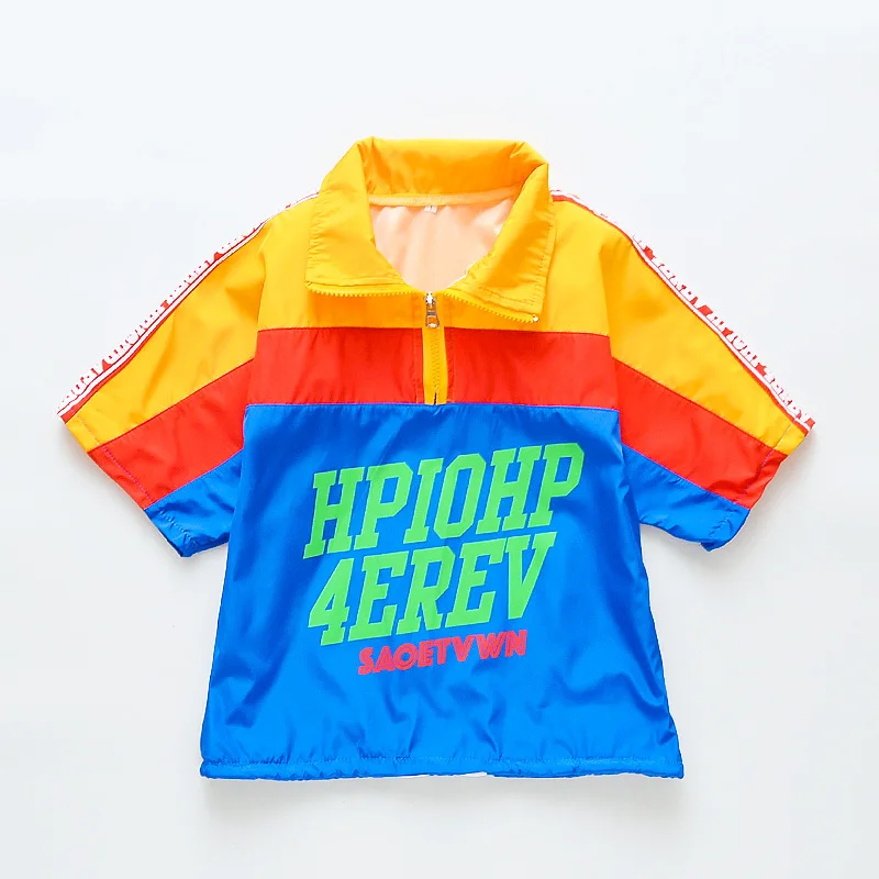 blue tops Детская модная одежда в стиле хип-хоп; куртка с высоким воротником; пуловер; Топ; Штаны для бега для девочек и мальчиков; костюм для джазовых танцев; уличная одежда - Цвет: blue tops