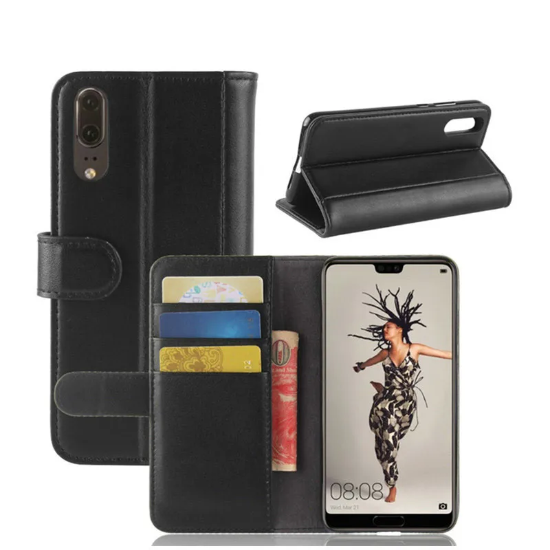 Genuine Leather Case for Huawei P20 Lite Flip Wallet Cover plus Phone Luxury Fitted TPU Shell Kickstand | Мобильные телефоны и