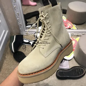 

Frosted Leather Tide Martin Boots Women Motorcycle Boots Casual Short Boots Women Flat Shoes Leather Botas Mujer Lace Up Fashion