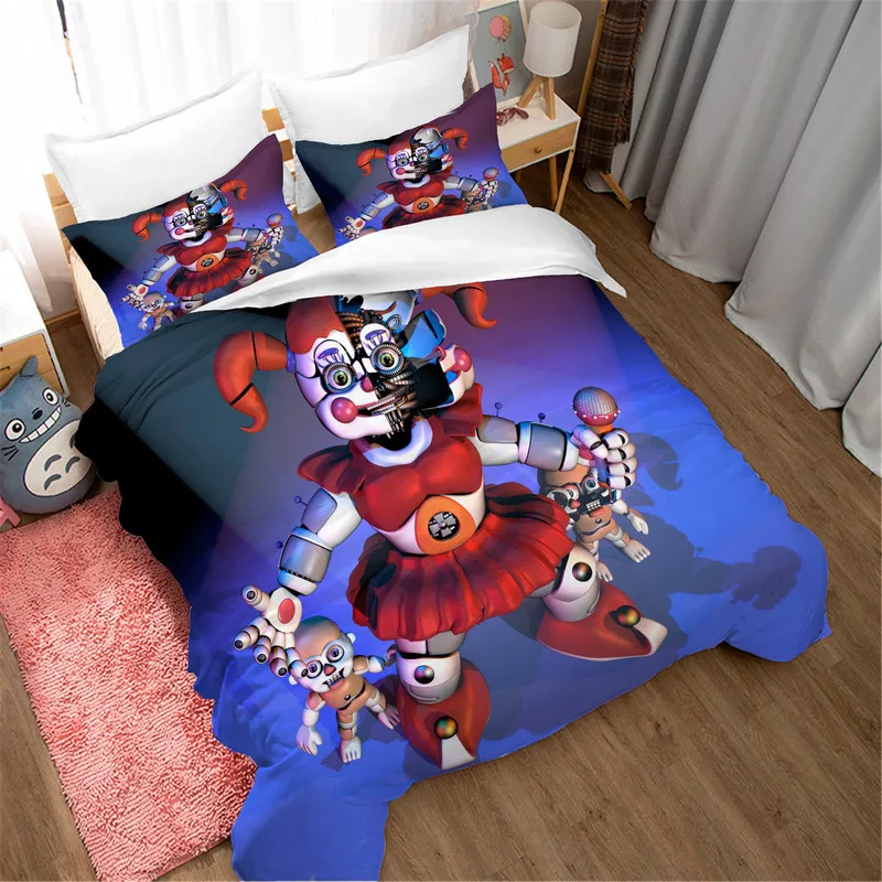 

Five Nights at Freddy's: Sister Location Printed Duvet Cover with Pillow Cover 3D Bedding Set Horror Bed Set for Bedroom Decor