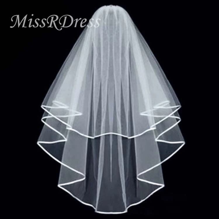 MissDress фата свадебная вуаль короткая с расческой Тюлевое кружево цвета слоновой