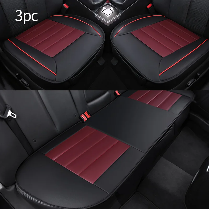 Кожаный чехол для автокресла, набор, не скользящая Защитная Подушка, универсальный размер для Granta Vesta Chery KIA Mazda Toyota Polo BYD - Название цвета: Red 3pcs