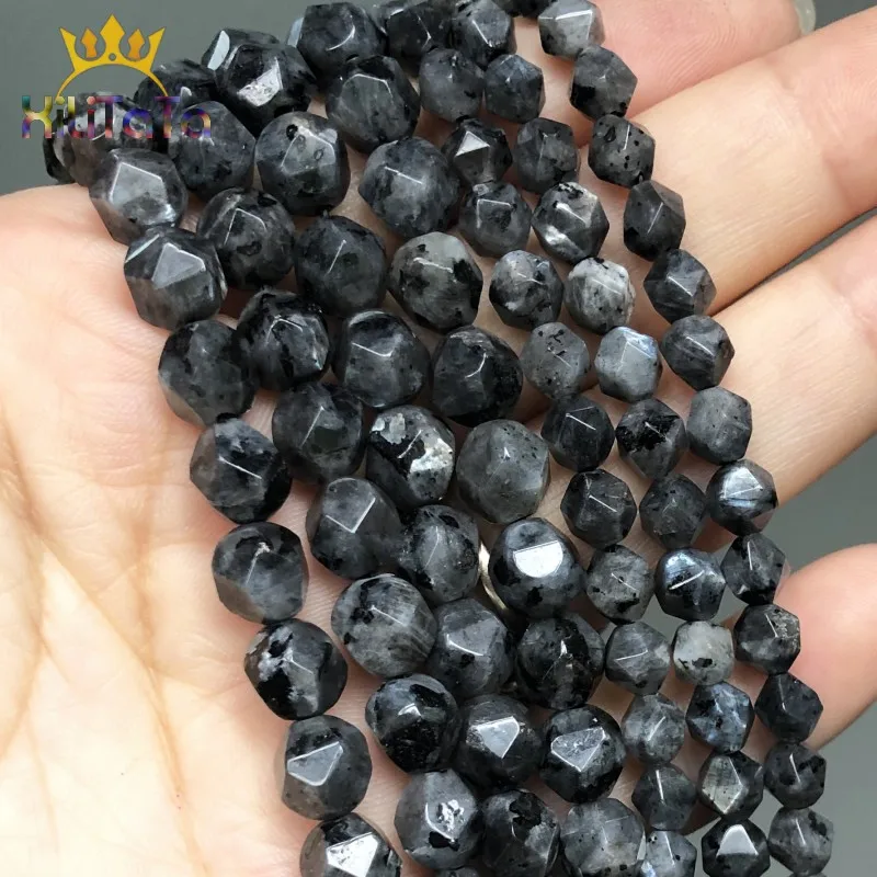 Natural Stone Faceted Black Labradorite Beads Loose For Jewelry DIY Making Bracelet Necklace Accessories 15&quotInch 6/8/10mm | Украшения и