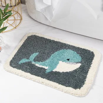 

Cartoon Animal Printed Bathroom Mat Non-slip Water Absorption Flocking Doormat Soft Cute Carpet Bear Panda Frog Elephant Rug