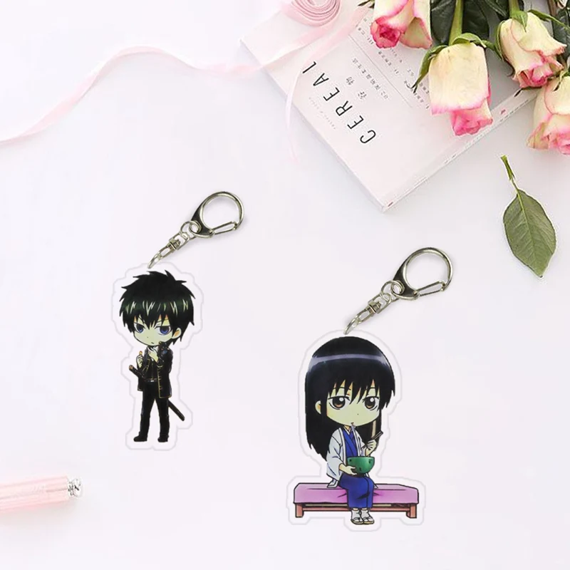 Anime Gintama Sakata Gintoki Keychain Acrylic Key Ring Key chain Great Gift