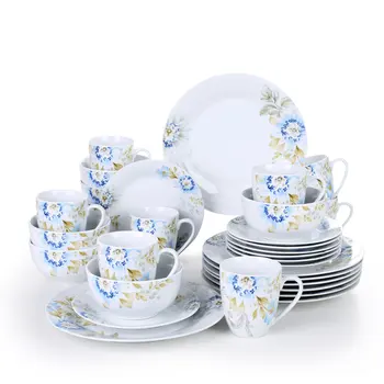 

VEWEET MONTANA 32-Piece Porcelain Ceramic Tableware Dinnerware Set with 8*Dinner Plate,Dessert Plate,Cereal Bowl,380ML Mug Set