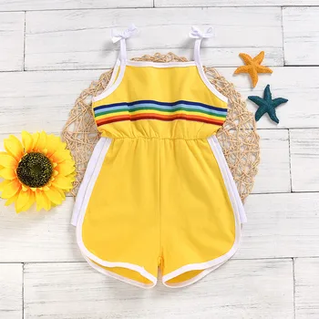 

Baby Romper Girls Sleeveless Sling Rainbow Jumpsuit Sports Jumpsuit Robe for casual Daily party photoshoot Soft hand feeling