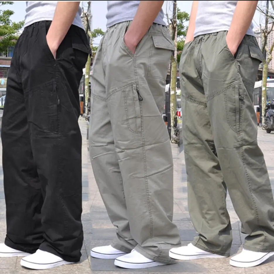 spring Men cargo cotton pants pocket large size big 8XL 10XL 9XL 140KG ...