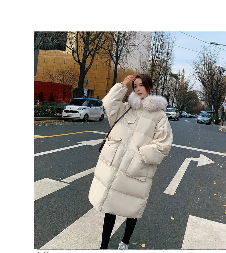 Модное Длинное хлопковое пальто для фотосессии, зима, стиль, Ретро стиль, шик, свободный крой, с капюшоном, большой меховой воротник, хлопок, Coa