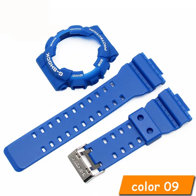 For Casio G-SHOCK GA-110 GA-100 GD-120 Rubber Sports Strap Modification Accessories, Including Case and Strap Adapter blue white